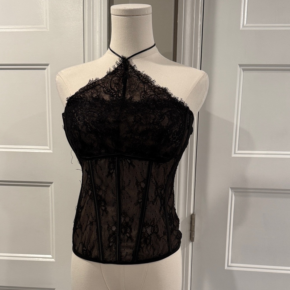 Fashion Nova Black Lace Halter Top